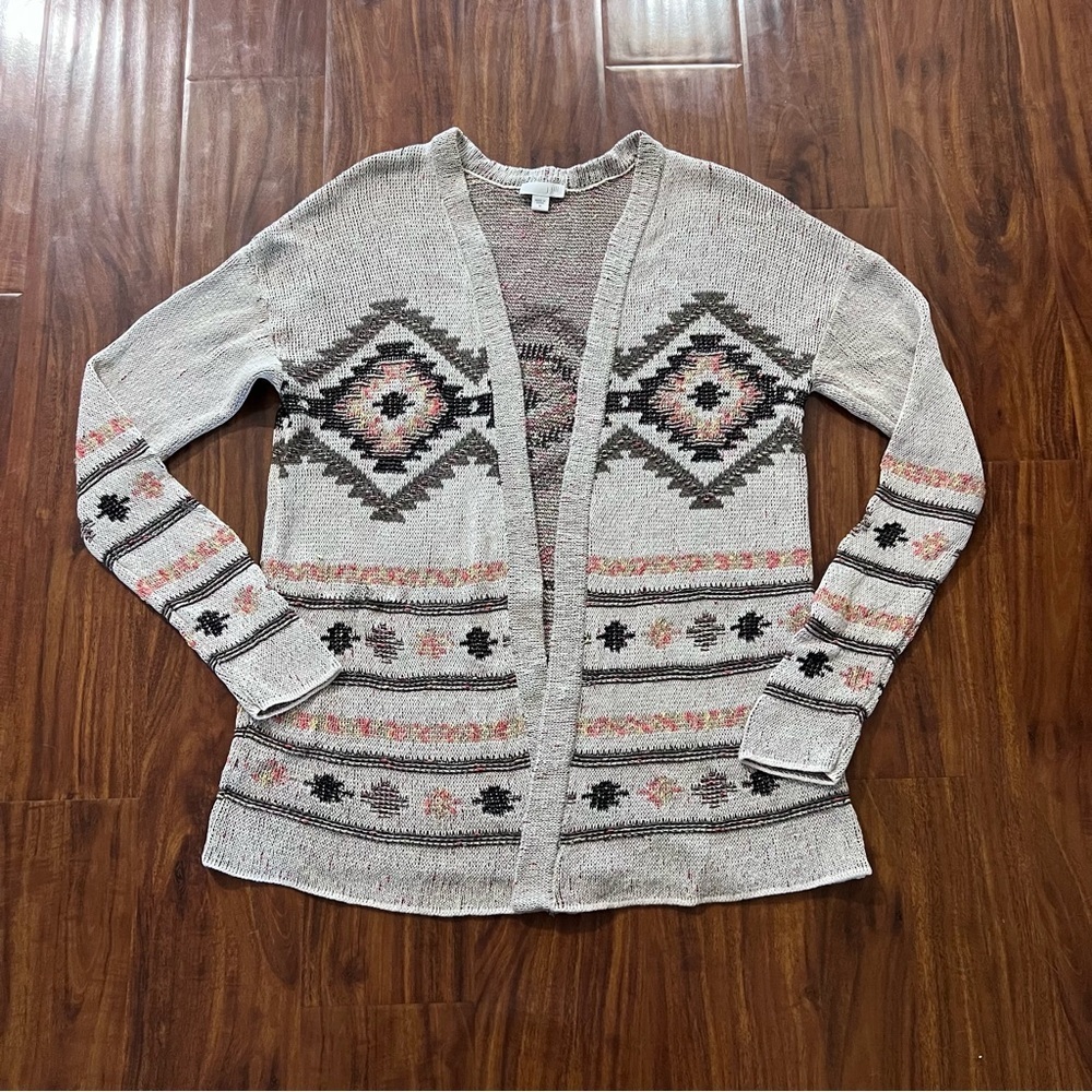 J Jill Aztec Print Open Cardigan size medium